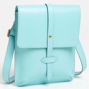 IIIBeCa Chambers Street Leather Crossbody Bag Turquoise Unique Minimalist EUC